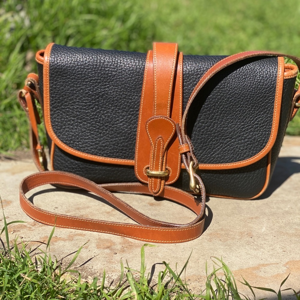 Dooney & Bourke Black and Brown Crossbody Bag with Classic Design